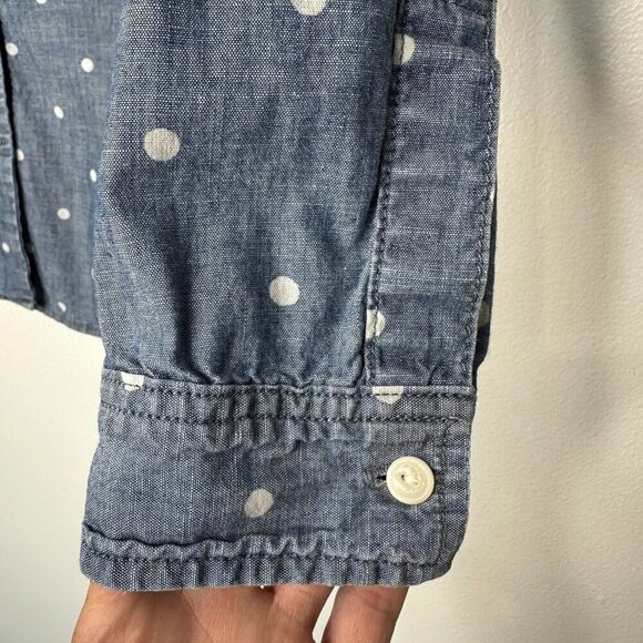 Gap 1969 Denim Boyfriend Shirt Blue Polka Dot Button up Cotton Size M - Picture 3 of 10